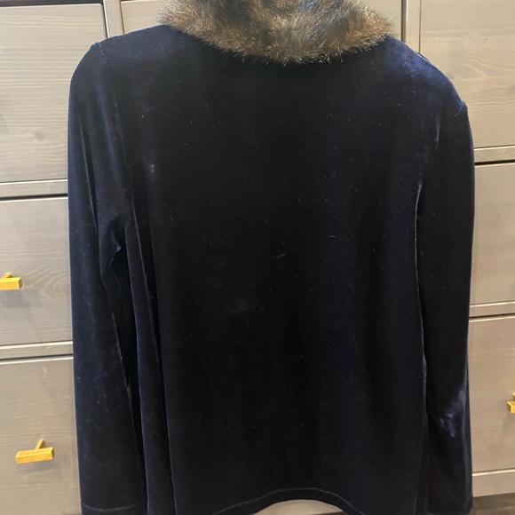 Velvet navy cache fur cardigan - Picture 4 of 4